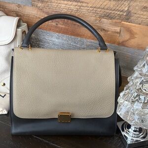 Celine Taupe Black And Royal Blue Trapeze Bag